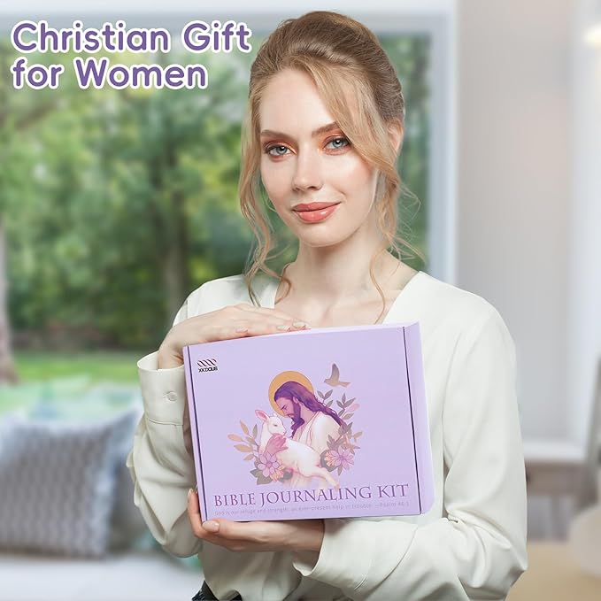 XKDOUS Bible Study Supplies Journaling Kit for Women, Bible Study Kit, Bible Study Tools with Prayer Journal Pencil Case Bible Accessories, Christian Gifts for Women, Purple