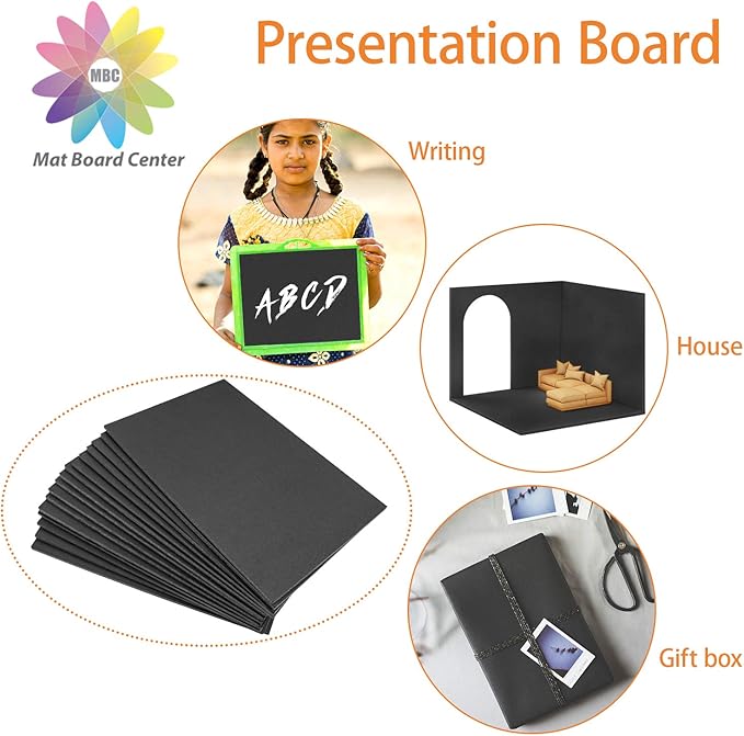 Mat Board Center, Pack of 10 Acid-Free Foam Boards, 16x20 inch Black Foam Boards, 3/16" Thick