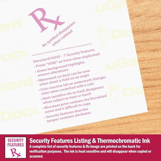 DocuGard Advanced Medical Security Paper for Printing Prescriptions and Preventing Fraud, CMS Approved, 7 Security Features, Laser and Inkjet Safe, Blue, 8.5 x 11, 24 lb., 500 Sheets (04545)