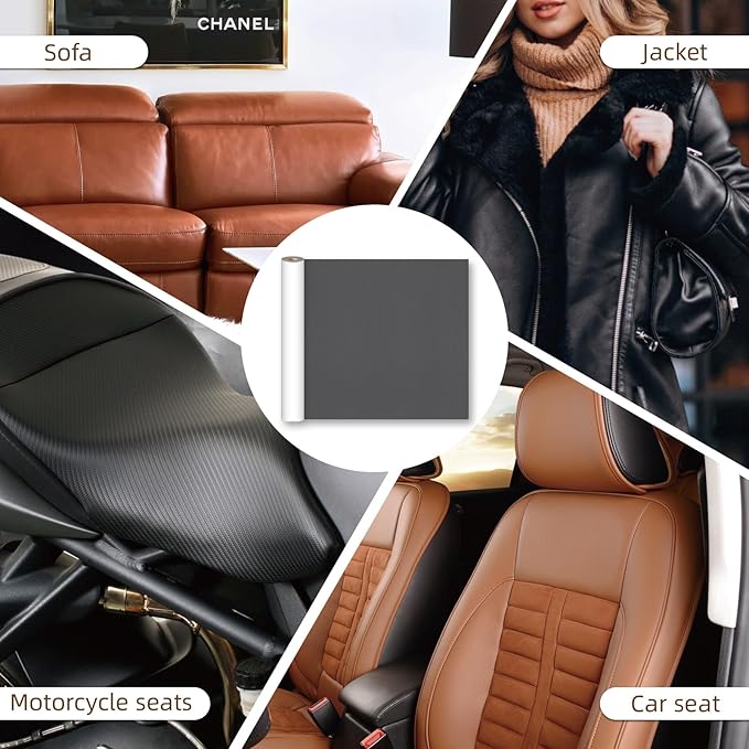 CHEIGHY Leather Repair Kit Self Adhesive Leather Repair Patch for Furniture 15.7X78.7 inch Vinyl Repair Kit for Couches Car Seats Sofa Office Chair Belt Jackets (Dark Grey)