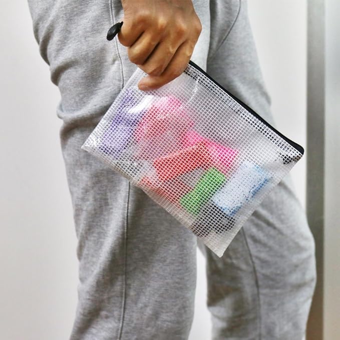 Oaimyy-A4(9"x 13"), Mesh Zipper Pouch Document Folders Bag Plastic Zip File Folders for School Office Supplies, Travel, Organizing Storage-Black,6 Pcs