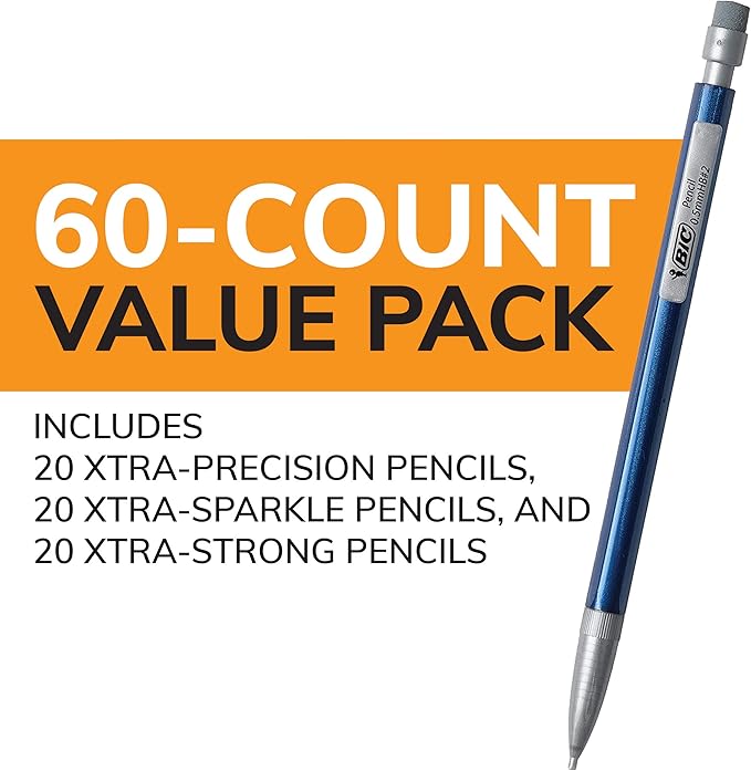 BIC Variety Pack, Assorted Sizes, 0.5mm, 0.7mm, 0.9mm, 60-Count, Refillable Design for Long-Lasting Use