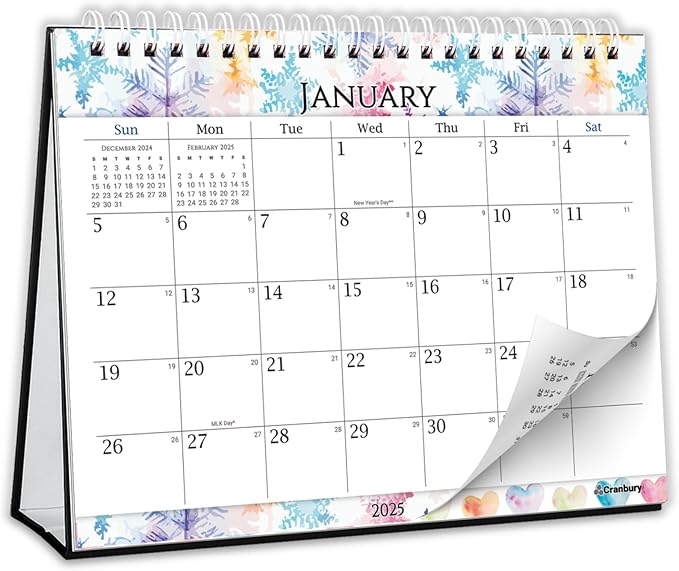 CRANBURY Small Desk Calendar 2025, 8x6" (Seasons) Standing Flip Desktop Calendar with Cheerful Seasonal Monthly Designs, 2025 Yearly Desk Top Calendar