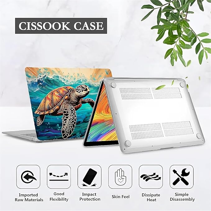 Compatible with 15 Inch MacBook Air A2941 M2 2023, Animal Sea Turtle Hard Plastic Shell Cover Case