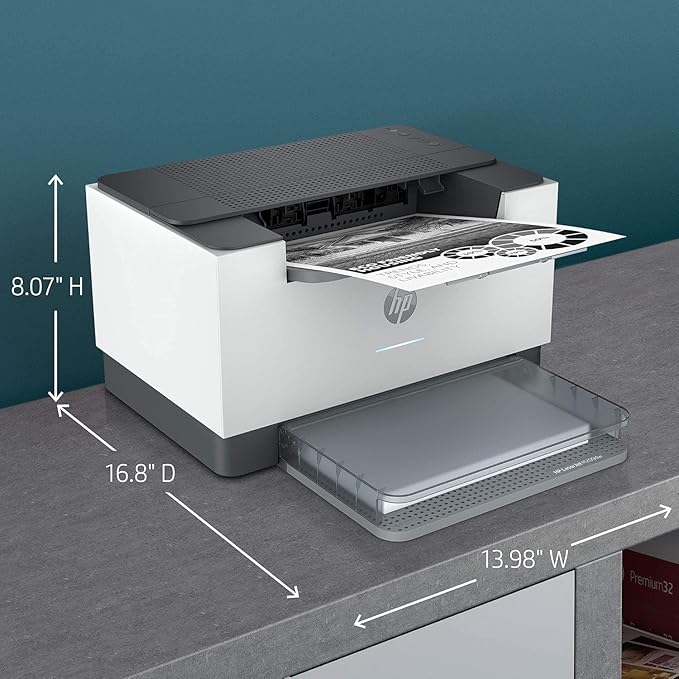 HP Laserjet M209dw High-Speed Wireless Monochrome Laser Printer for Home Use and Small Business, Fast 2-Sided Printing, Dual Band WiFi Compact Black and White Printers (Renewed)