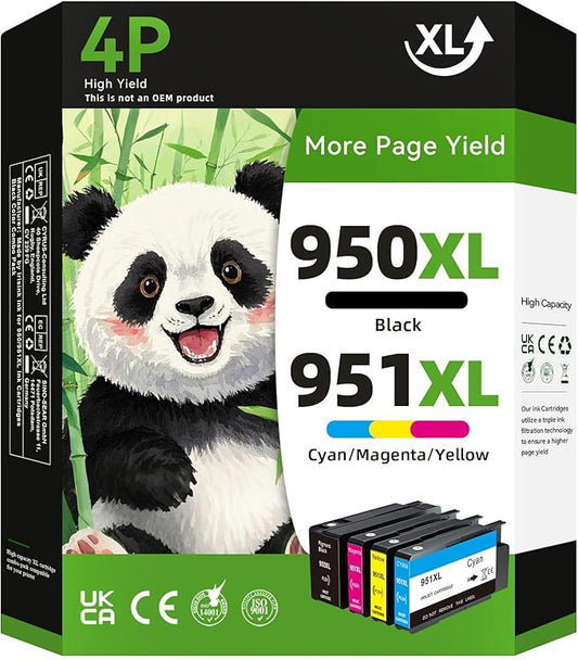 ATOPINK 950XL and 951XL Ink Cartridges Combo Pack Compatible for HP 950 951 Ink Cartridges Combo Pack Work for HP 8600 Officejet Pro 8610 8620 8100 251DW 276DW, for HP Printer Ink 950 & 951 XL 4-Pack