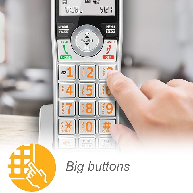 AT&T CL82407 DECT 6.0 4-Handset Cordless Phone for Home with Answering Machine, Call Blocking, Caller ID Announcer, Intercom and Long Range, Silver