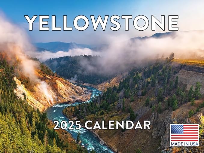 Yellowstone Calendar 2025 National Park Monthly Wall Calender Montana Nature 12 Month | American Made In The USA