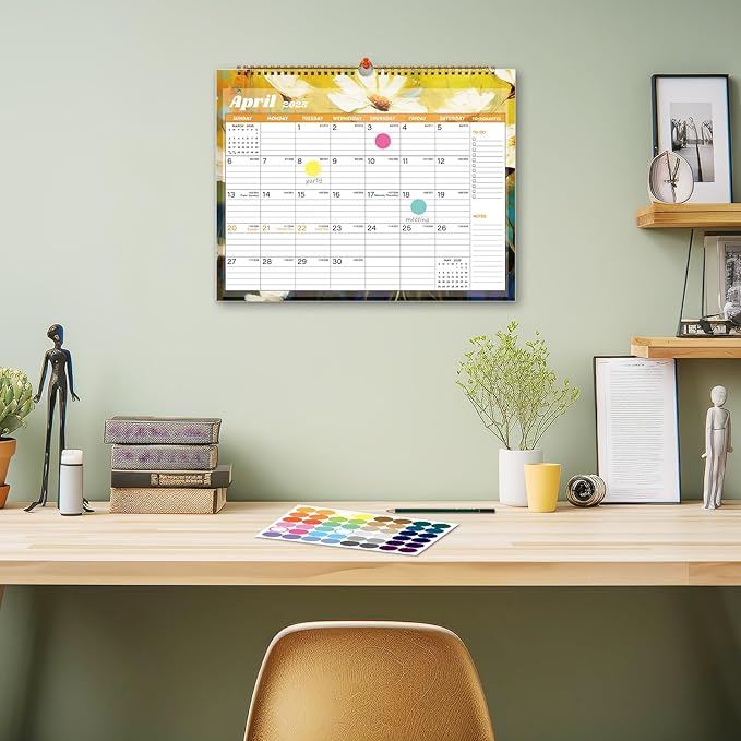 2025 Calendar, Calendar 2024-2025, 18 Months Wall Calendar July 2024 to Dec 2025 Calendar with Julian Dates, 14.8" X 11.5" (Flower)