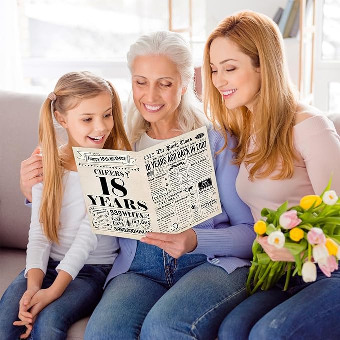 18th Birthday Card, 18th Birthday Decorations for Girls Boys, 18th Birthday Gifts for Son Daughter, Back in 2007 Birthday Card