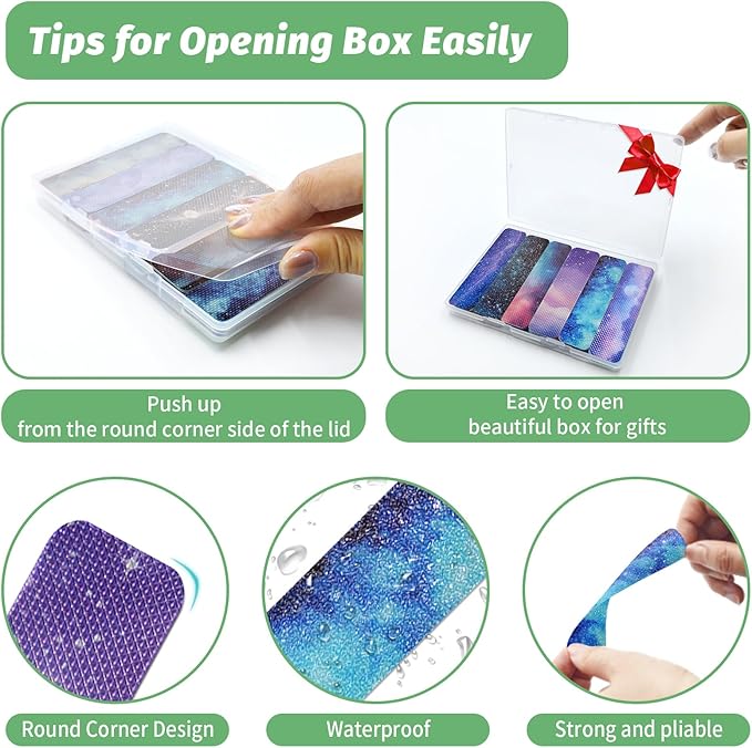 72 Pieces Anxiety Sensory Stickers with Storage Box - Calming Stickers 2 Textured Surface - Fidget Strips for Office & Classroom Desk Adult & Teen Stress (Galaxy)