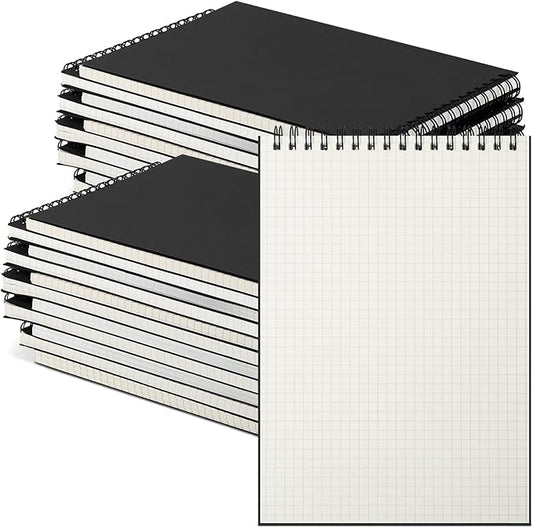 Graph Paper Spiral Notepad A5 Top Wirebound Notepad Grid Notebook Steno Pads Memo Notebook Grid Paper 140 Pages for Writing Sketching Drawing Office Supplies(Black,18 Pack)