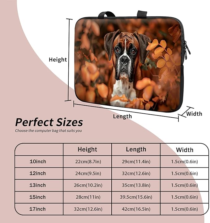 Universal Laptop Sleeve Tablet Case 12 inch, Dog Autumn Slim Carrying Case Durable Handbag Travel Laptop Bag for Surface Pro 9 8 7/Laptop Go 2 3, MacBook Air 11/12