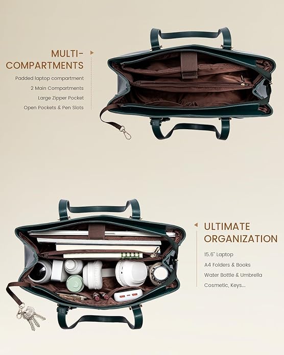 LOVEVOOK Laptop Tote Bag for Women, Work Bags Teacher Tote Bag, Leather Computer Bag Purses Handbag Professional Briefcase