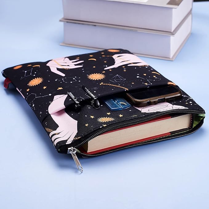 Book Sleeve for Book Lovers, Bookish Book Protector, Book Covers for Paperbacks, Washable Fabric, Book Sleeves with Zipper, Medium 11 Inch X 8.7 Inch