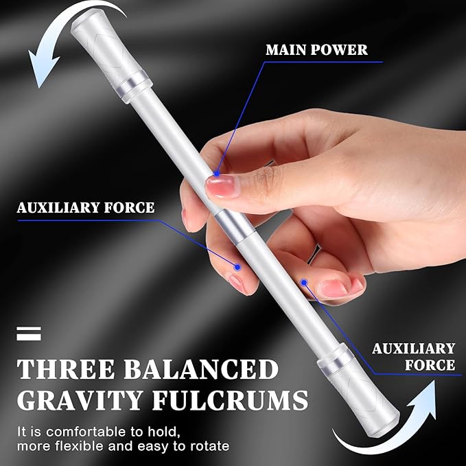 Outus 2 Pieces Spinning Pen Rolling Finger Rotating Gaming Trick Pen Mod with Tutorial No Refill Stress Releasing Brain Training Toys for Adults Office Supplies(White and Silver)