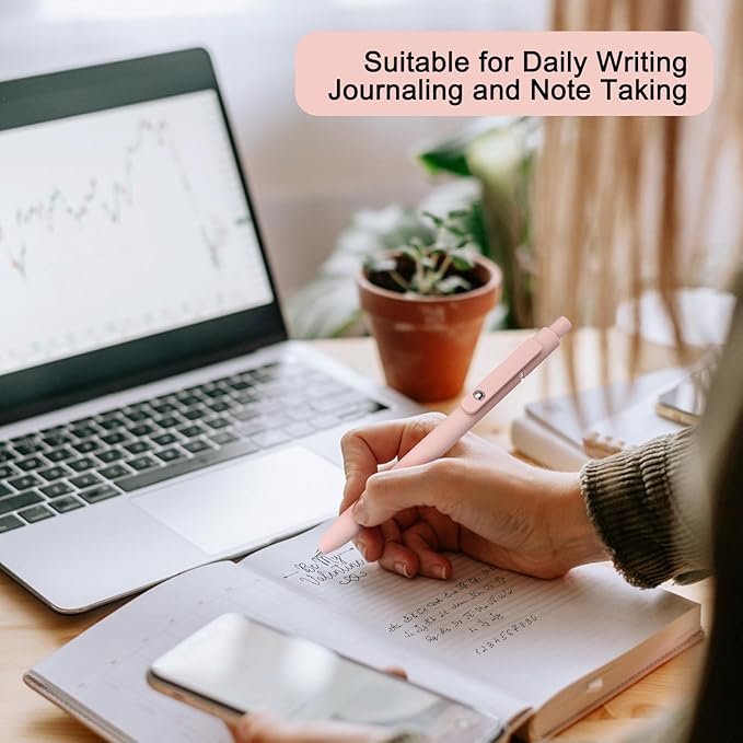 FIOVER Gel Pens - 6Pcs 0.5mm Fine Point Smooth Writing, Black Gel Ink Pens for Journaling Note Taking, Cute Aesthetic Office School Supplies Gifts for Women(6pcs Morandi)