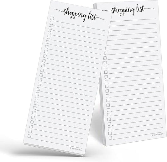 321Done Magnetic Shopping List Notepad 2-Pack - 3.7 x 8.5 (1/3 Sheet Slim Size) Made in USA - College Ruled - Minimalist Handheld Grocery List, Store, Market - Pad for Planning, Organizing, Meal Prep