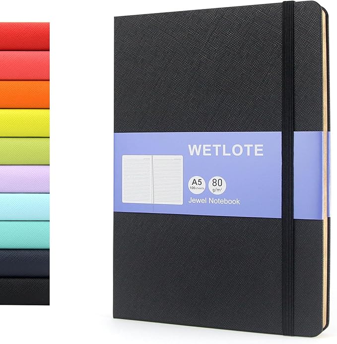 Dot Matrix Hardcopy Notebook - 5"x8"- Sourced from sustainable and excellent quality paper, minimalist, natural, portable and flexible design, good helper for study and record keeping, suitable for office, school and many other occasions(Black)