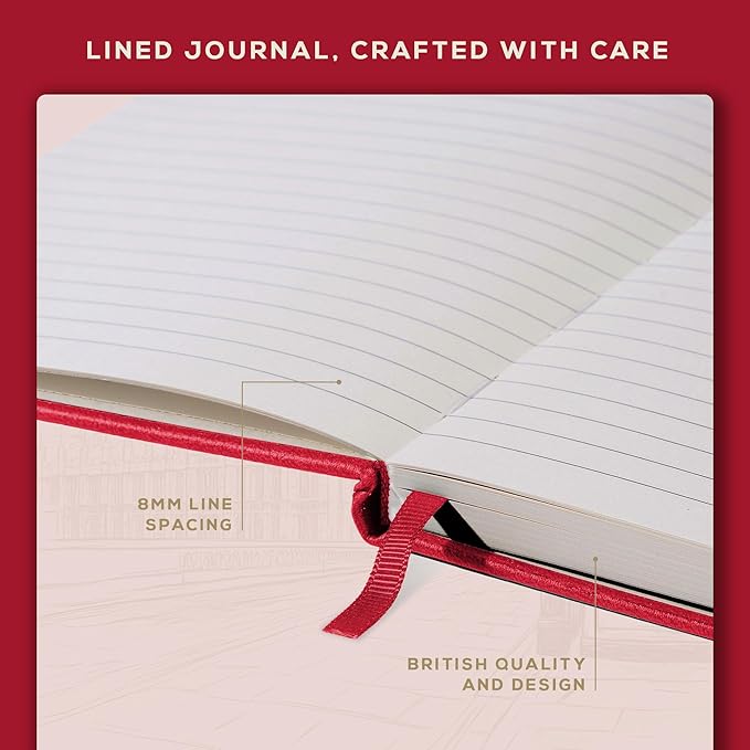 BEECHMORE BOOKS Ruled Journal Notebook, A4 8.5 x 11.5 inch 160 Lined Pages, Hardcover Leather Journals For Women, Men, Writing And Notebooks For Work - 120 GSM Thick Paper, Gifts Box Included