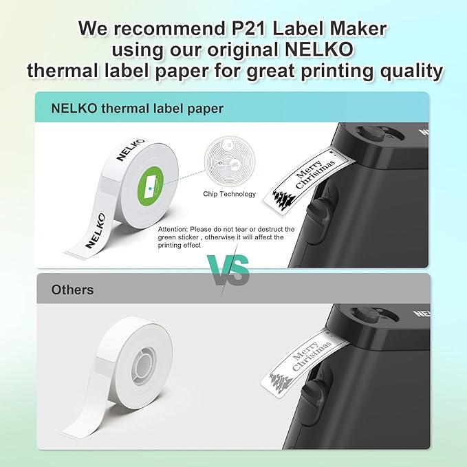 Nelko Label Maker Machine with Tape, P21 Bluetooth Label Printer, Wireless Mini Label Makers with Multiple Templates for Organizing Office Home, Black