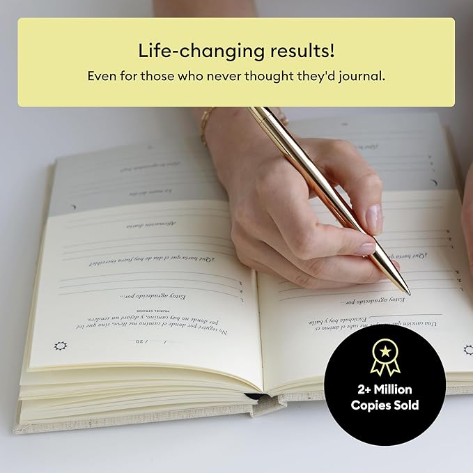 Spanish Five Minute Journal, Original Daily Gratitude Journal, Reflection & Manifestation Journal for Mindfulness, Undated Daily Journal, Plastic-Free - Intelligent Change