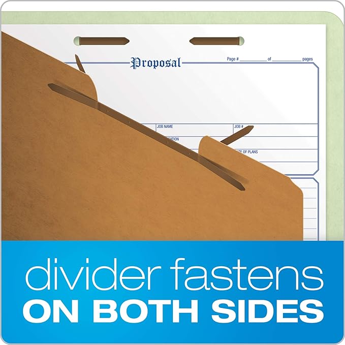 Pendaflex PFX1157G Four-Section Pressboard Folders, Letter, 2/5 Tab, Light Green (Box of 10)