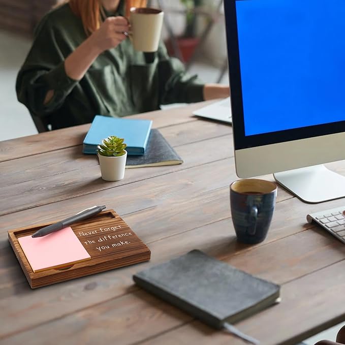 Never Forget The Difference You Make Appreciation Sticky Note Holder, Thank You Appreciation Quote Gifts for Leader Boss Women Mentor Manager Employee Coworker Self-Stick Note Pad Holders ZSS23