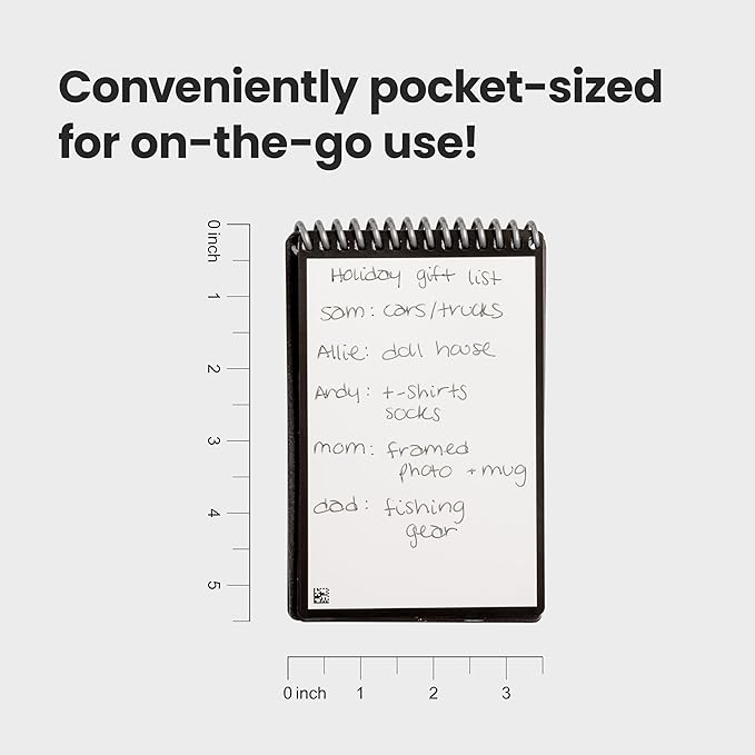 Rocketbook New Mini Reusable Smart Notepad, Pocket Size Notebook 3.5x5.5, Black - Dotted Pages, App-Connected, Erasable, Ideal for On-The-Go List Taking & Quick Notes Anywhere