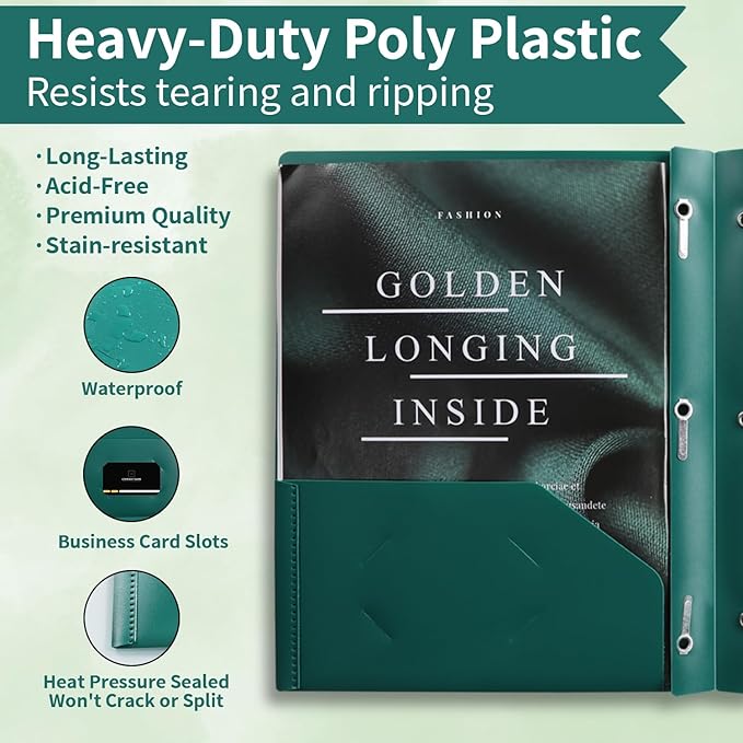 Plastic Two Pocket Folders with Prongs, LAYZZ 30 Pack Heavyweight Letter Size Plastic Folders with Pockets and Prongs, Poly Plastic Folders for Office & School