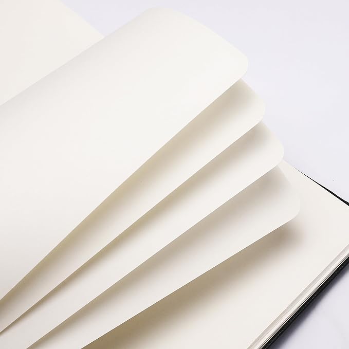 Blank Journal/Notebook - Classic Notebook/Journal with Ribbon Divider, Hardcover with Thick Paper, 5.7" x 8.4", Banded + Pen Holder +Inner Pocket - Black