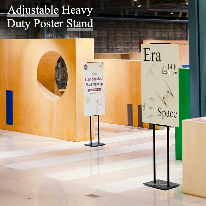 Pedestal Poster Sign Stand, Display Stand Sign Holder for Adjustable Height Up to 79 Inch, Heavy Duty Banner Double-Sided Sign Stand with Marble Base, Fit Wedding, Restaurant or Business