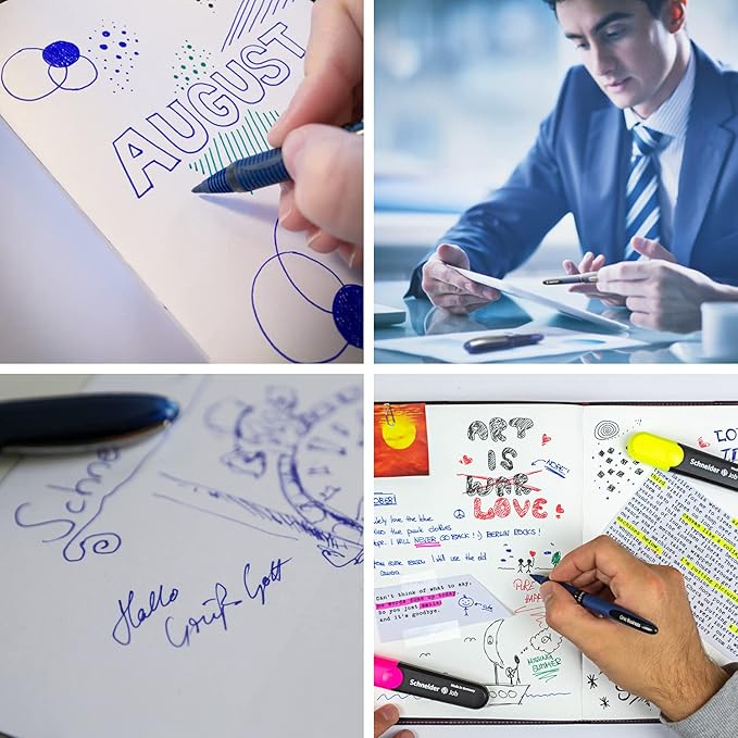 Schneider One Business Rollerball Pen, 0.6 mm Ultra-Smooth Tip, Blue Barrel, Red Ink, Box of 10 Pens (183002)