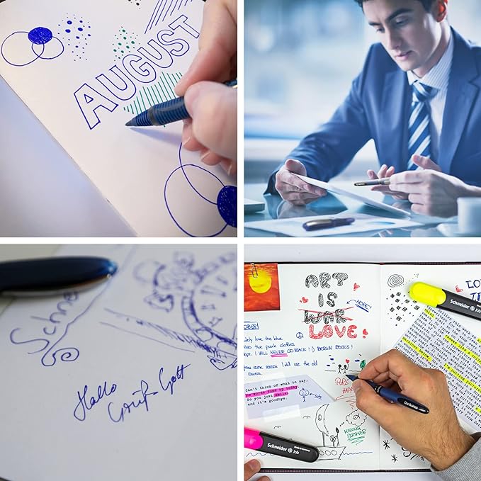 Schneider One Business Rollerball Pen, 0.6 mm Ultra-Smooth Tip, Blue Barrel, Blue Ink, Box of 10 Pens (183003)