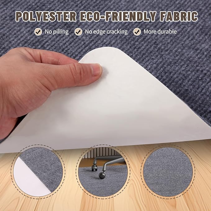 Office Chair Mat - for Hardwood Floors, Large Non-Slip Easy-Clean Floor Protection Blanket (Gray, “48 x 36in”).