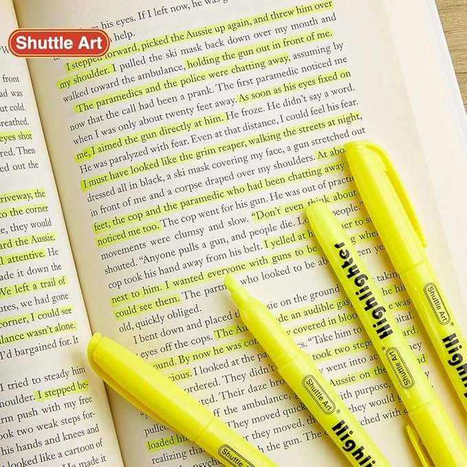 Shuttle Art 70 Pack Highlighters, Yellow Highlighters with Versatile Chisel Tip, Highlighter Markers Bulk in Vibrant Color for Highlighting as Office, School Supplies