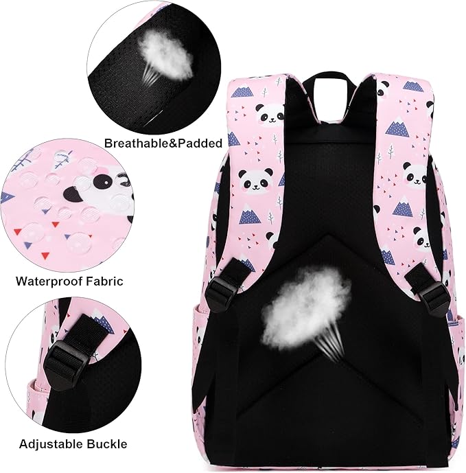 Panda School Backpack for Teens Girls, Womens College Bookbags Kids School Bags Laptop Backpacks (Pink)