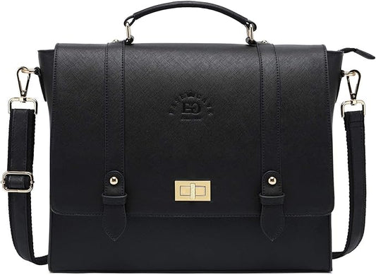 EaseGave 17Inch Laptop Briefcase for Women,Classic Black Work Bag Laptop Messenger Bag Large Computer Bags for Work Business Travel,black-17Inch