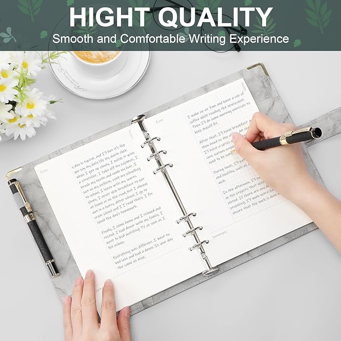 Toplive Cornell A5 Filler Paper, A5 Refill Paper 6 Ring Cornell Notes Loose Leaf Paper, 160 Sheets Refillable Inserts Paper Notes Taking System for Office School College Study