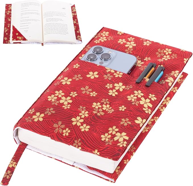 Book Covers with Corner Bookmark - Fabric Dust Jackets for Books - Book Protector for Book Lovers - Book Covers for for Paperbacks,Hardcover,Bibles - Soft Cover Book Sleeve for AA Books