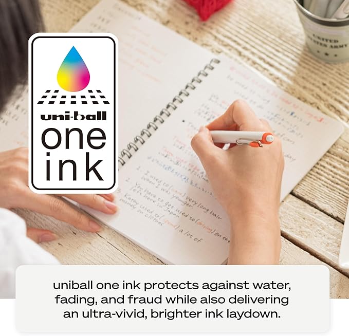 Uniball One Gel Pen, 12 Blue Pens, Medium Point 0.7 mm Gel Pens, Fine Point, Smooth Writing Pens, Home Office Supplies by Uni-ball, Colored Pens, Ink Pens, Ballpoint Pens, Bulk Pens for Journaling