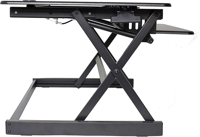 Rocelco 40" Large Height Adjustable Standing Desk Converter - Quick Sit Stand Up Dual Monitor Riser - Gas Spring Assist Computer Workstation - Retractable Keyboard Tray - Black (R DADRB-40)