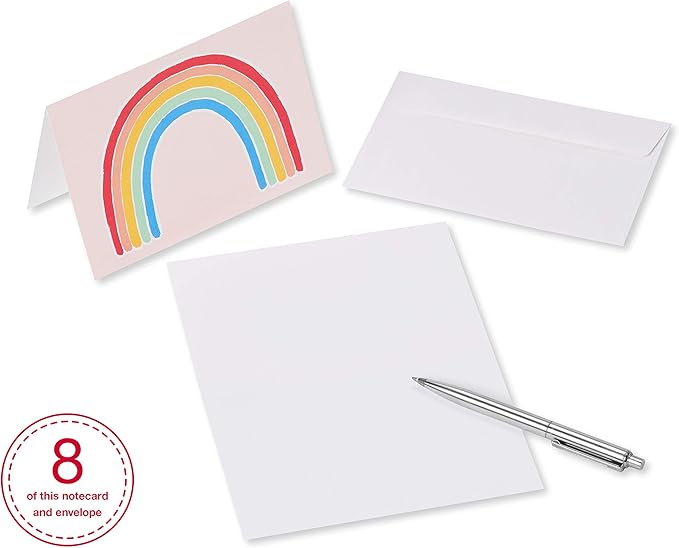 American Greetings Blank Cards with White Envelopes for All Occasions, Rainbow Designs (48-Count)