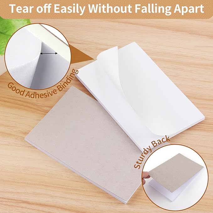 Note Pads 4x6 Inch, 12 Pack Blank Scratch Pads for Writing, 50 Sheets Per Memo Pad for Jotting Down Quick Notes, White Pad of Paper for Grocery Shopping Lists, Tear off Notepad, Small Server Notebook