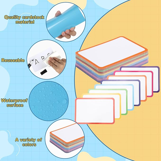 120 Pcs Dry Erase Index Cards Notecards Blank Reusable Flash Cards Sheets Game Cards Study Business Note Cards for School Office Housework Taking To Do List (Multicolor, 3×5 Inch)