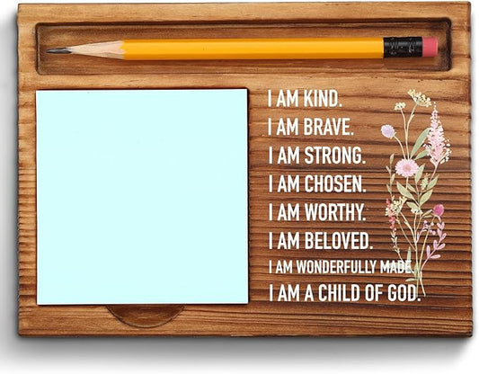 vizuzi Bible Verse Christian Decor Sticky Note Holder Gifts for Women Men Prayer Coworkers Employees Friends Inspirational Positive Scripture Desk Self-Stick Note Pad Holders ZSS44