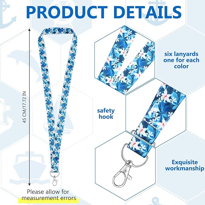 Tudomro 6 Pack Cruise Lanyard for Ship Cards with ID Holder Cruise Essentials Must Haveskey Waterproof Ship Card Holders for Women Men Travel Accessories(Hawaii Style)