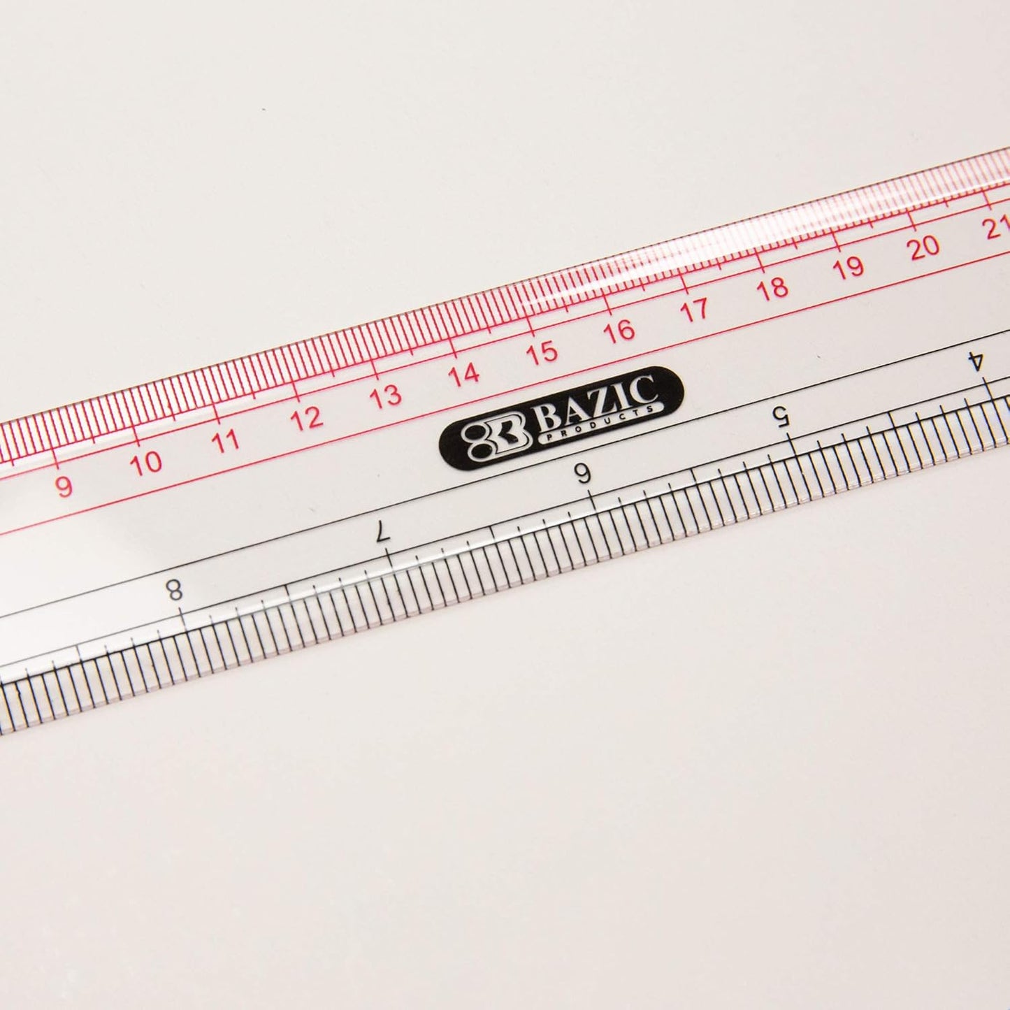 BAZIC Plastic Clear Ruler 12" (30cm), Inches Centimeter Metric Measuring Drafting Rulers, for Students School Supplies, 2-Pack