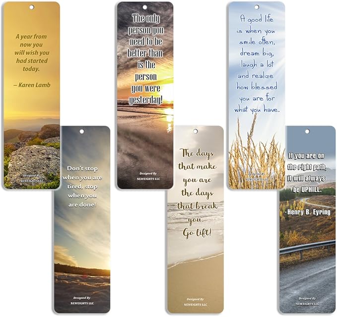 Inspirational Quotes Bookmarks Cards (12-Pack) for Inspiring and Encouraging Men and Women - Stocking Stuffers Encouragement Tool - Bible Study Church Supplies Teacher Classroom Incentive Gifts