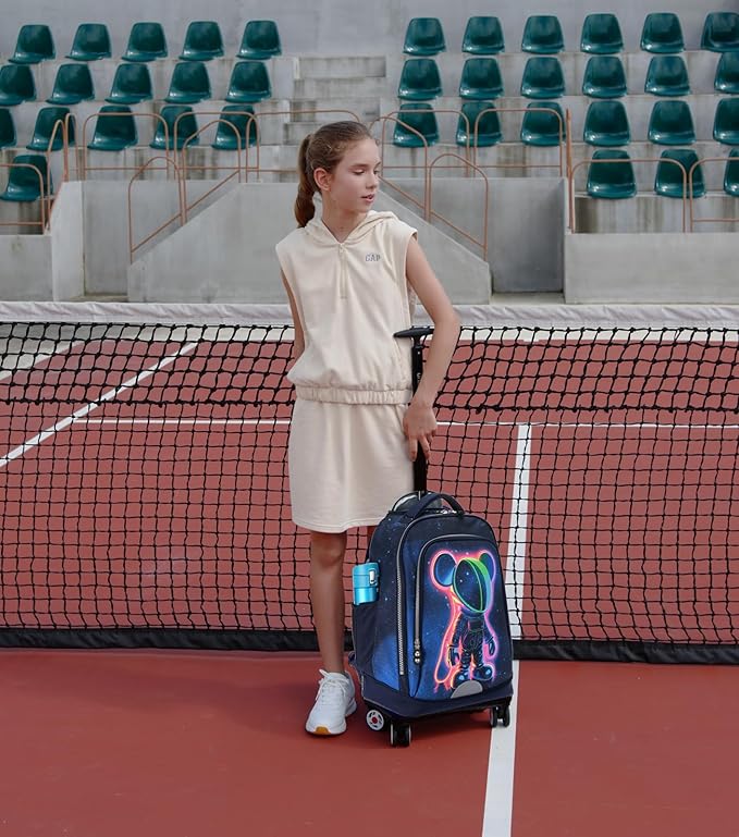 UNIKER Rolling Backpack with Wheels for Travel, Roller Backpack for Women, Wheeled Laptop Bag Fits 15.6 Inch Notebook